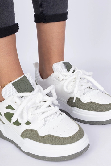 Zapatillas verdes de mujer con cordones gruesos Alpacco