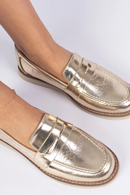 Mocasines clásicos dorados para mujer... Mocasines clásicos dorados para mujer...