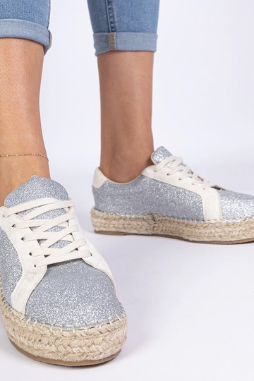 Espadrilles plateadas para mujer decoradas con purpurina Taredo
