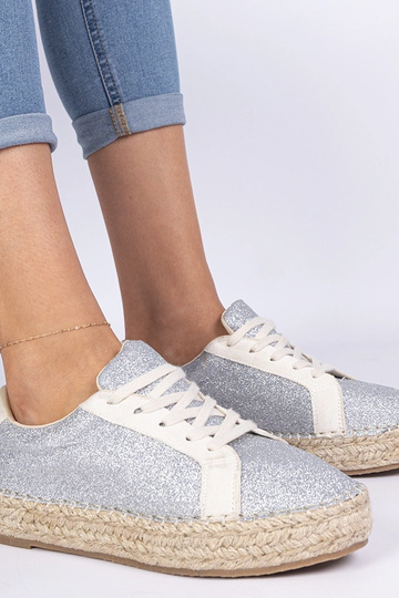 Espadrilles plateadas para mujer decoradas con purpurina Taredo 2