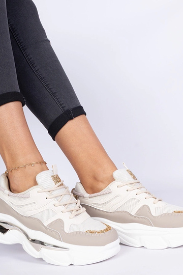 Zapatillas deportivas beige para mujer decoradas con purpurina Prutto