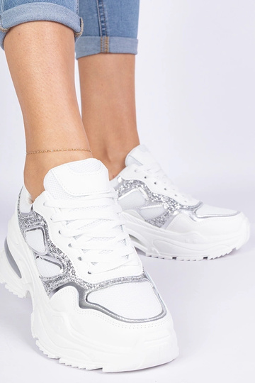Zapatillas blancas para mujer decoradas con purpurina Sandoria