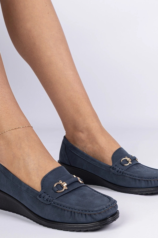 Mocasines azules para mujer en cuña... Mocasines azules para mujer en cuña...