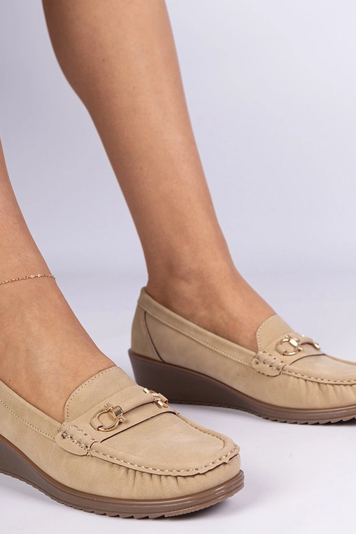 Mocasines marrones para mujer en cuña...