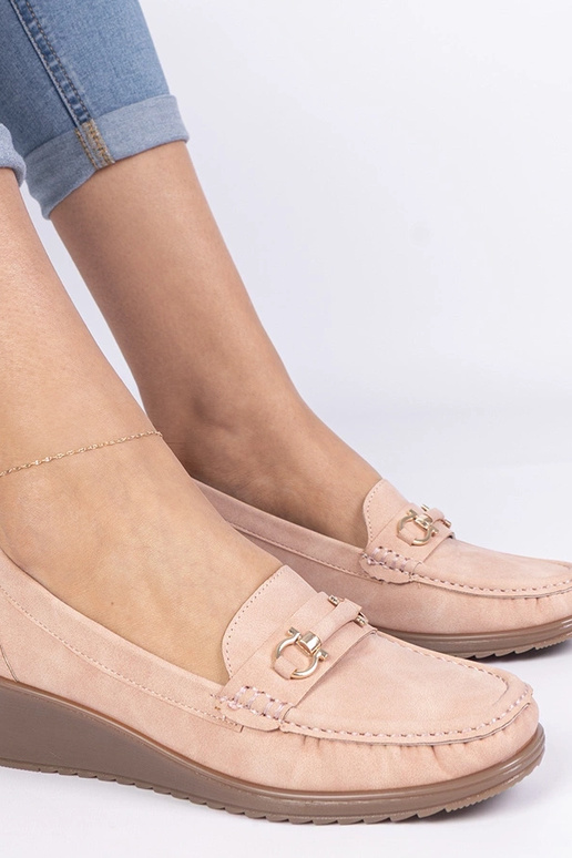 Mocasines rosas para mujer en cuña...