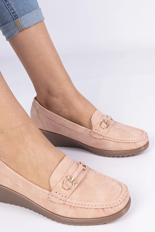 Mocasines rosas para mujer en cuña...