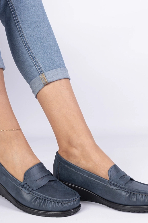 Mocasines azul marino de mujer con...