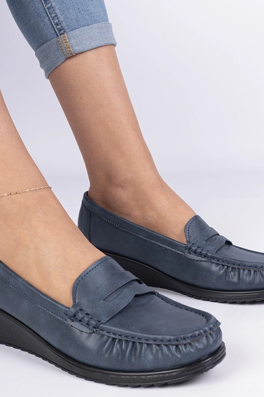 Mocasines azul marino de mujer con...