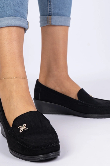 Mocasines negros para mujer con plataforma de ante sintético Sarimi