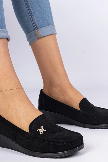 Mocasines negros para mujer con plataforma de ante sintético Sarimi 2