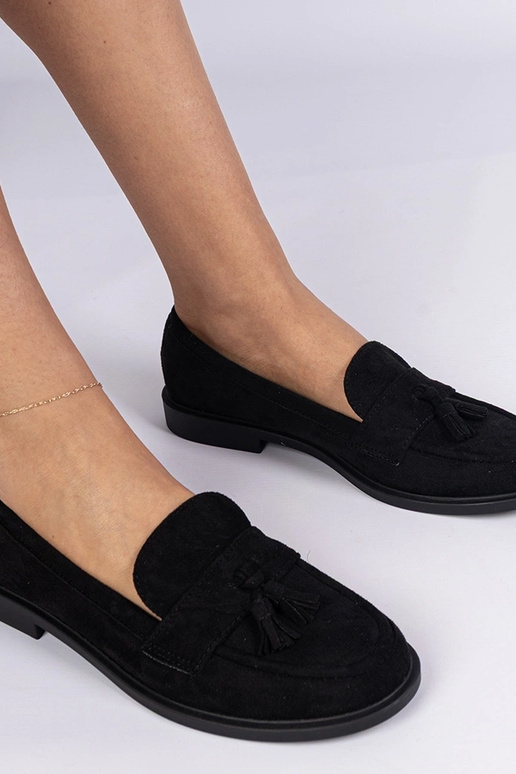 Mocasines negros para mujer de ante...