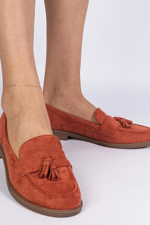 Mocasines naranjas para mujer de ante...