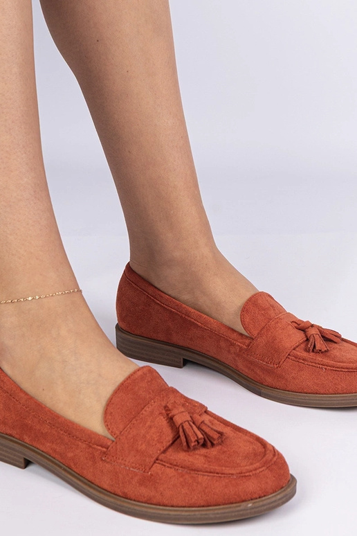 Mocasines naranjas para mujer de ante...