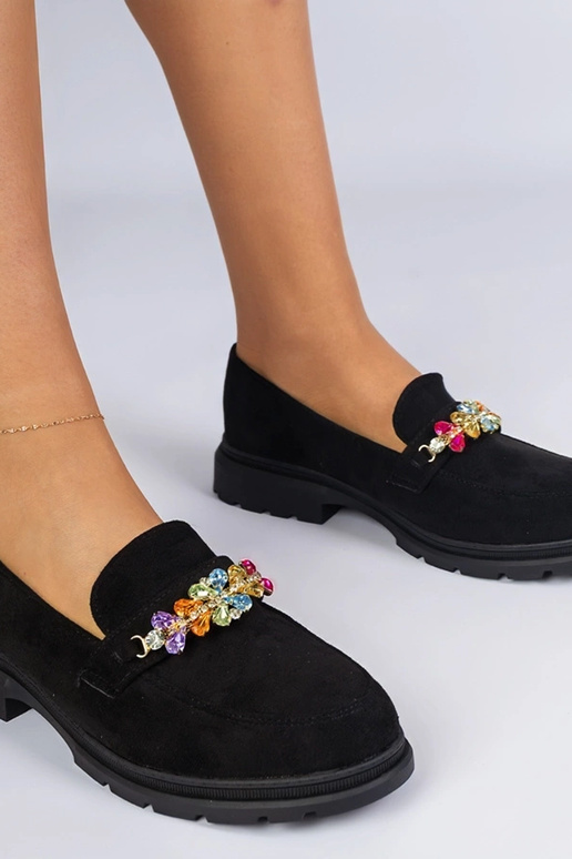 Mocasines negros de mujer adornados... Mocasines negros de mujer adornados...