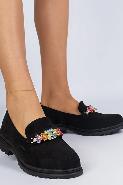 Mocasines negros de mujer adornados... Mocasines negros de mujer adornados...
