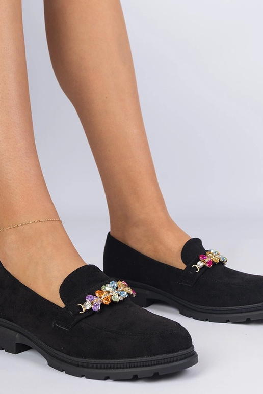 Mocasines negros de mujer adornados... Mocasines negros de mujer adornados...