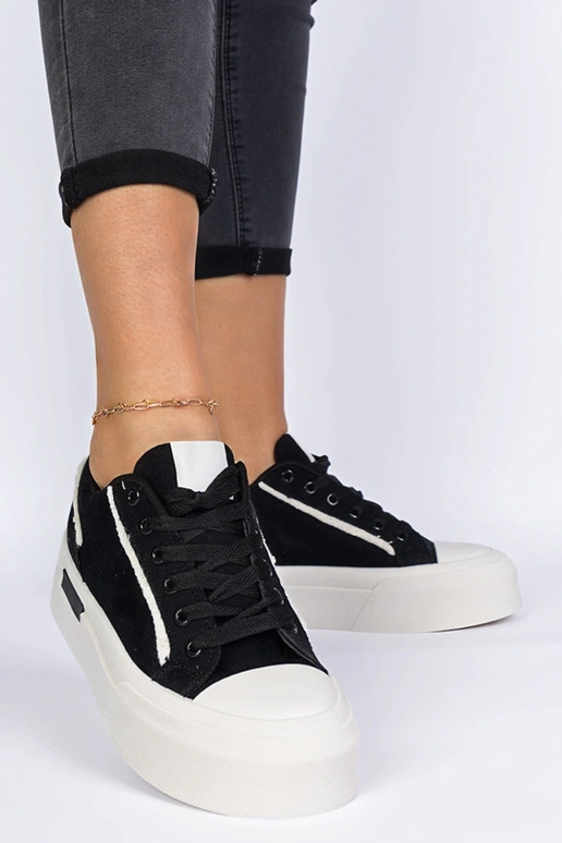 Zapatillas negras para mujer de tela...