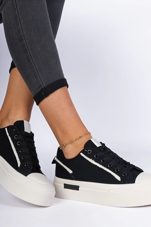 Zapatillas negras para mujer de tela...