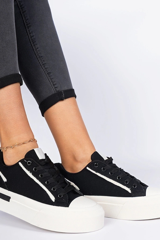 Zapatillas negras para mujer de tela...