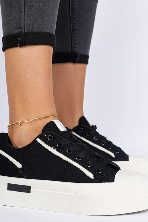 Zapatillas negras para mujer de tela...