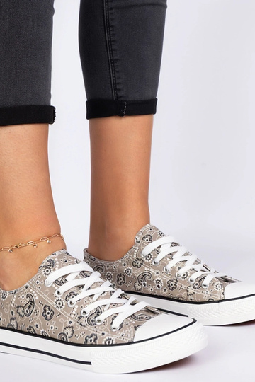 Zapatos de tela marrones estilo azteca para mujer Kalusa