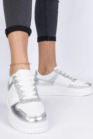 Zapatillas plateadas para mujer con suela gruesa Dolla