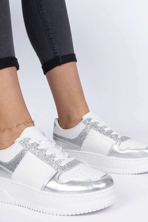 Zapatillas plateadas para mujer con...