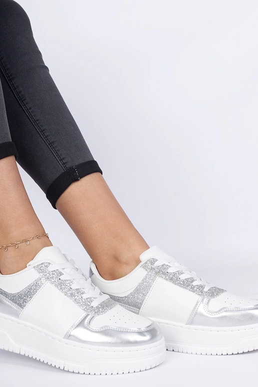 Zapatillas plateadas para mujer con...