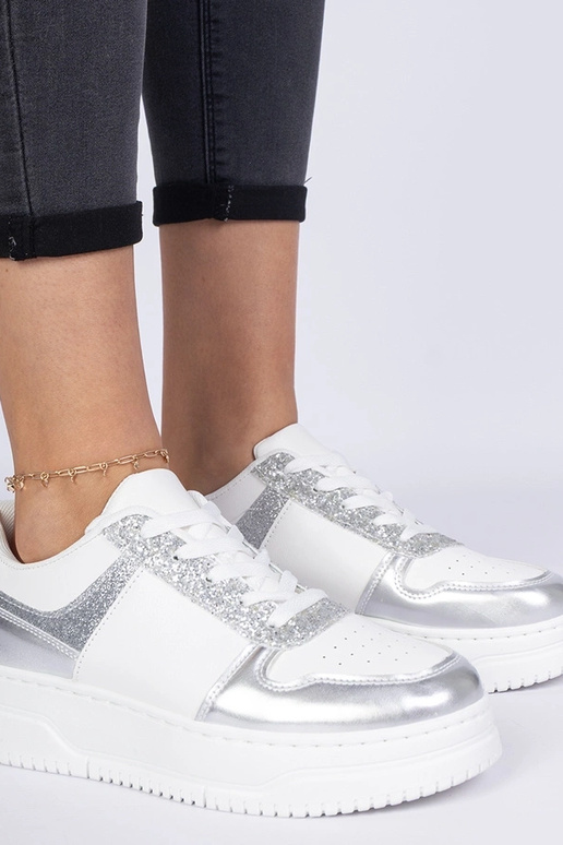 Zapatillas plateadas para mujer con...