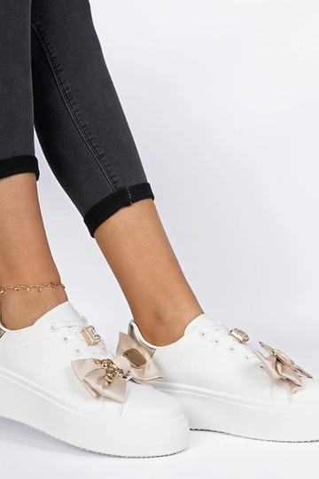 Zapatillas de mujer en blanco y dorado Milonel