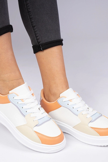 Zapatillas deportivas blanco-naranja de piel sintética Lavilia 2