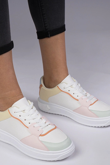 Zapatillas deportivas blanco-amarillo de piel sintética Lavilia