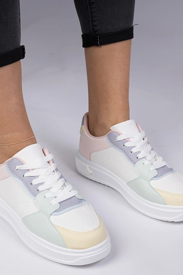 Zapatillas deportivas blanco-azul de piel sintética Lavilia