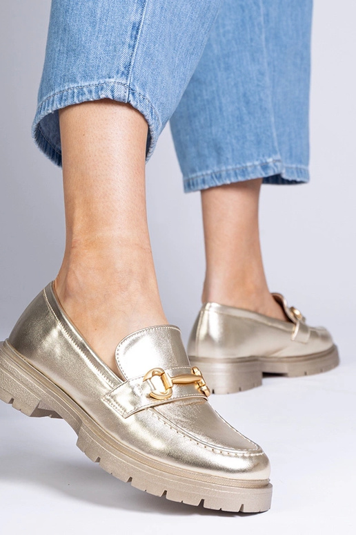 Mocasines elegantes dorados con...