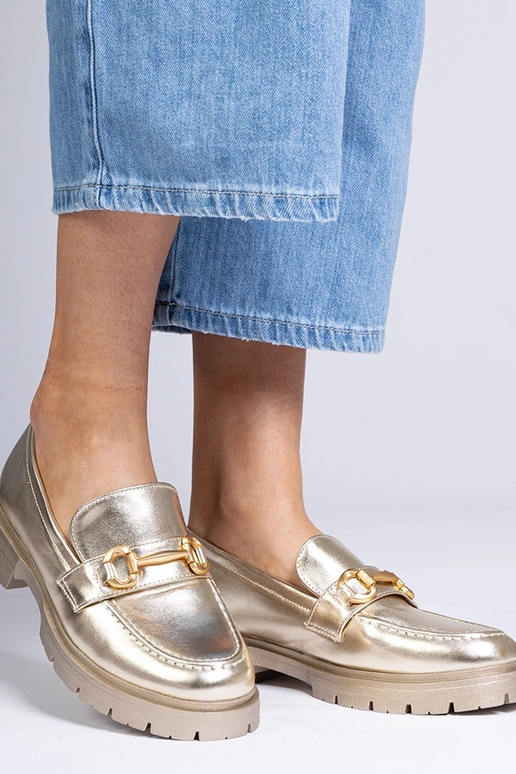 Mocasines elegantes dorados con...