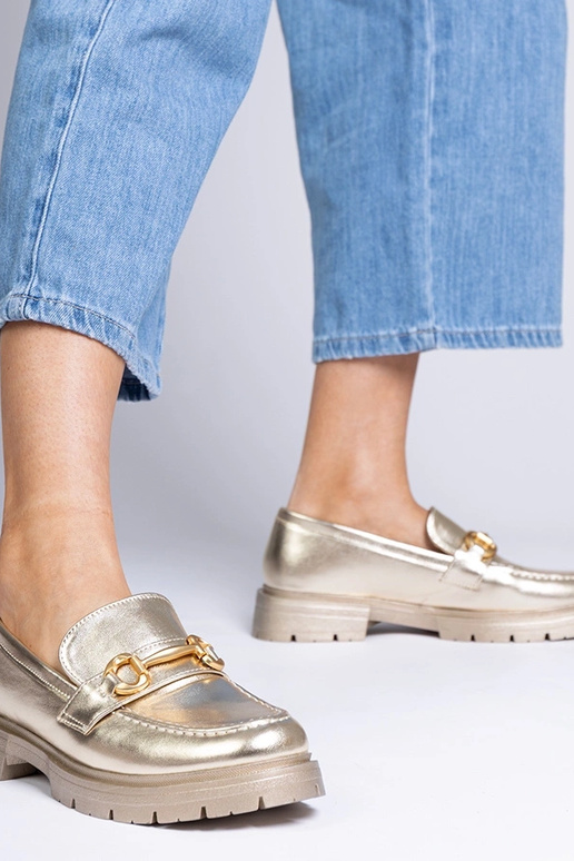 Mocasines elegantes dorados con...