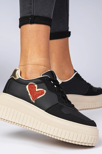 Zapatillas deportivas negras de mujer con corazón de purpurina Laira 2