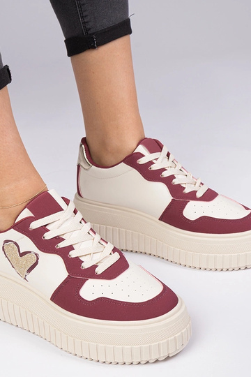 Zapatillas deportivas burdeos de mujer con corazón de purpurina Laira