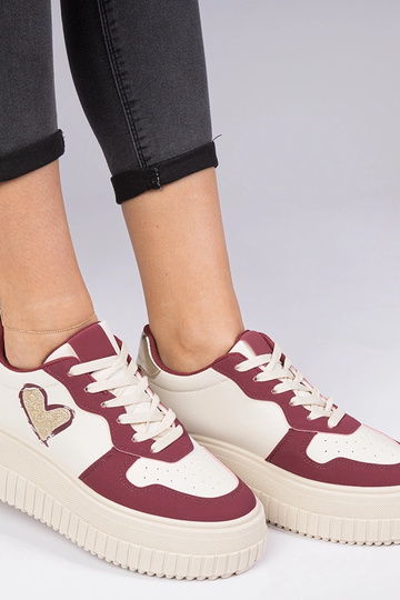 Zapatillas deportivas burdeos de mujer con corazón de purpurina Laira 2