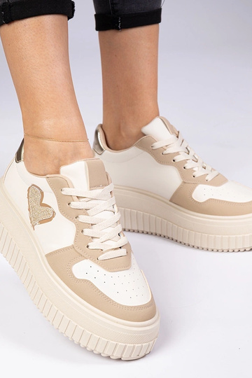 Zapatillas deportivas marrones de mujer con corazón de purpurina Laira 2