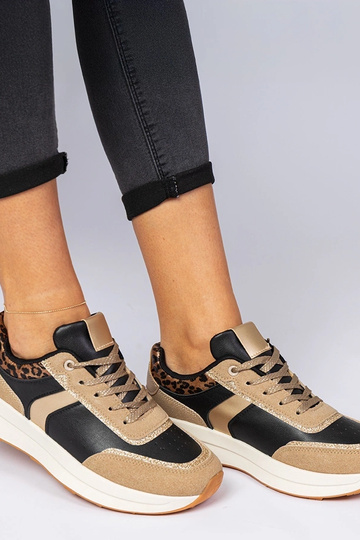 Zapatillas deportivas negras de mujer con purpurina y patrón animal Markuta 2