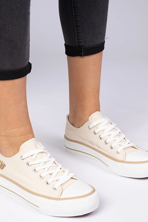 Zapatillas clásicas beige para mujer...