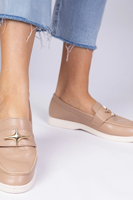 Mocasines para mujer beige oscuro con... Mocasines para mujer beige oscuro con...