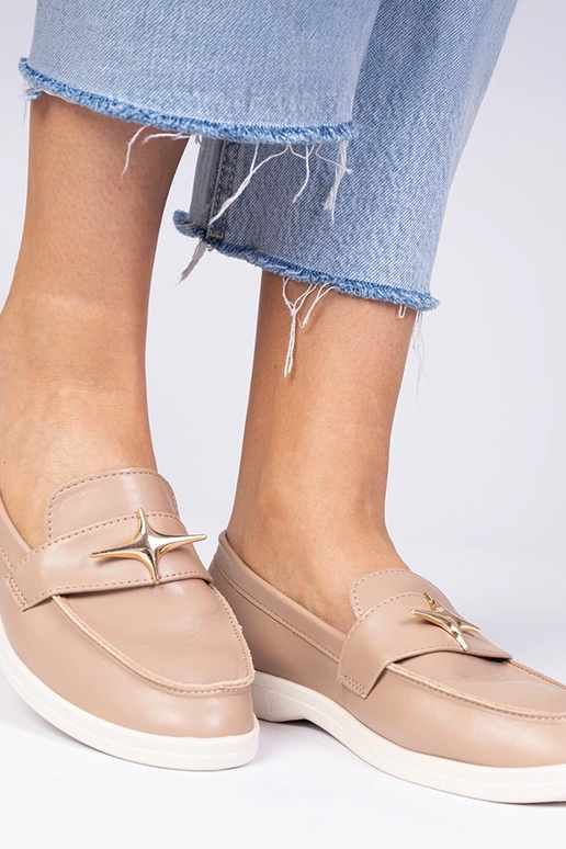 Mocasines para mujer beige oscuro con... Mocasines para mujer beige oscuro con...