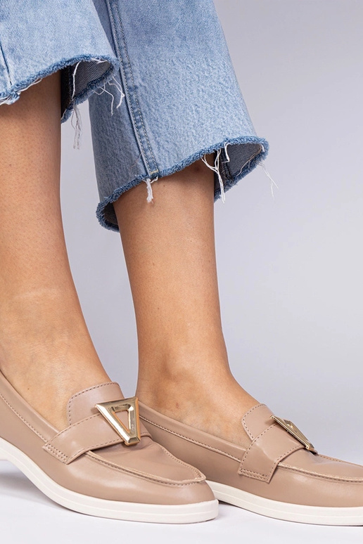 Mocasines para mujer beige oscuro con...