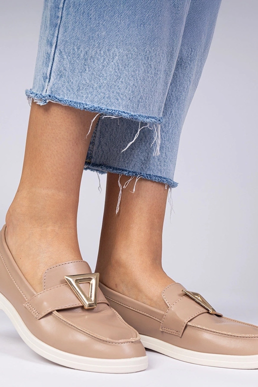 Mocasines para mujer beige oscuro con...