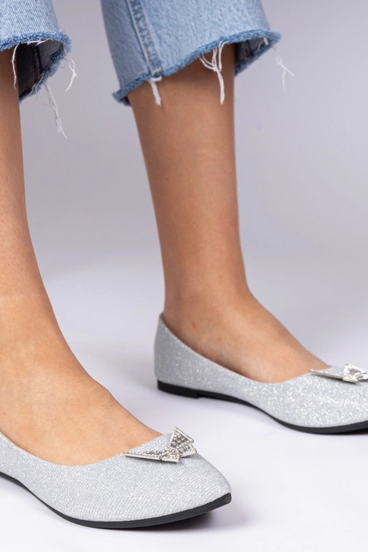 Bailarinas plateadas para dama con... Bailarinas plateadas para dama con...