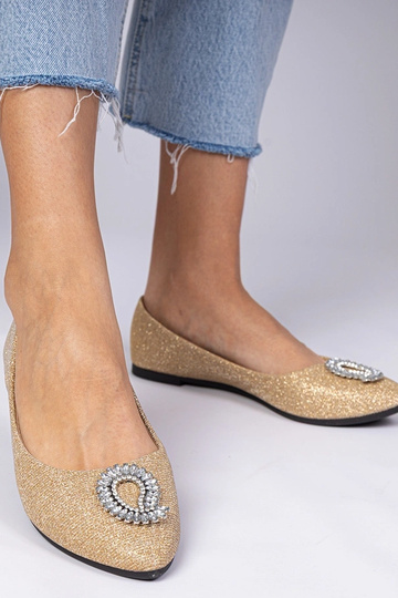 Bailarinas doradas para dama con brillo y zirconias Ellada 2