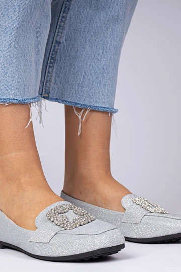 Mocasines plateados con glitter y circonitas Sawelia