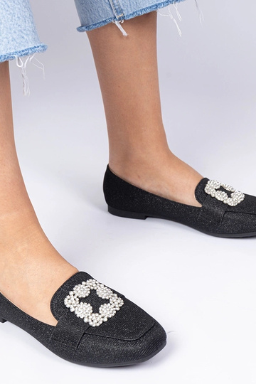 Mocasines negros con glitter y circonitas Sawelia